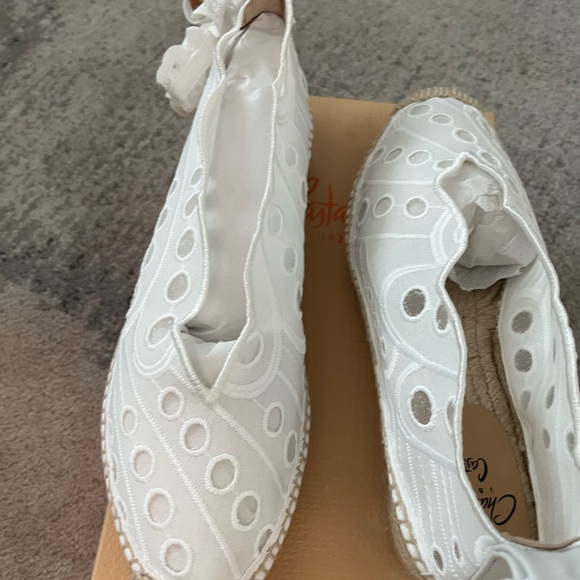 NEW w/BOX White Lace Espadrille Flats - Picture 4 of 5